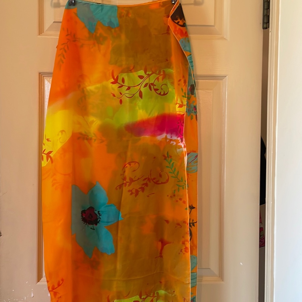 Multicolored floral sarong or cover-up